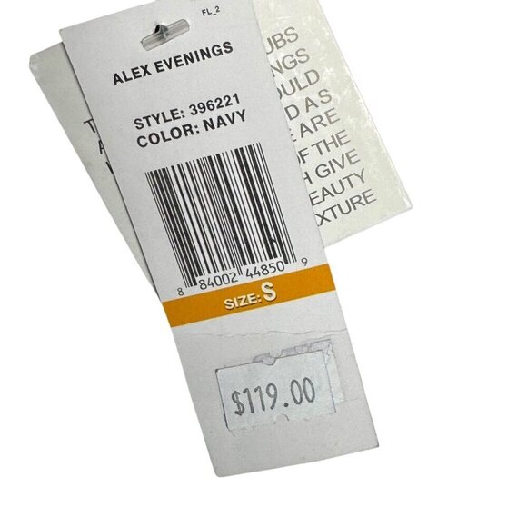 Alex Evenings Navy Blue Sequin Floral Top 3/4 Sleeves Size Small NWT - Picture 10 of 11